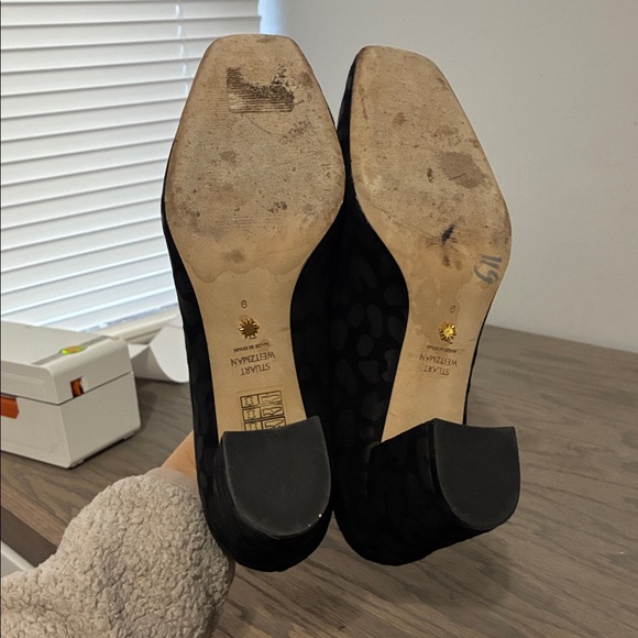 Stuart Weitzman JULIETTE Black Square Toe Suede Block Heels size 9 - Picture 8 of 9